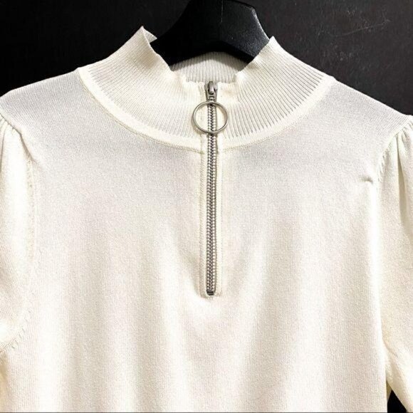 ASOS Off White Front Zip Cropped Top, Size 4 - Picture 4 of 12